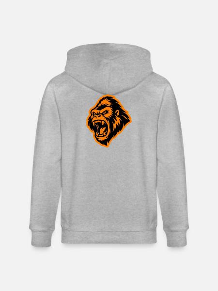 Gorilla Head - Stanley/Stella CULTIVATOR Unisex Organic Hooded Jacket - heather grey