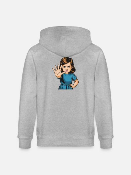 StopGesture Girl Cartoon - Stanley/Stella CULTIVATOR  Unisex Organic Hooded Jacket - heather grey