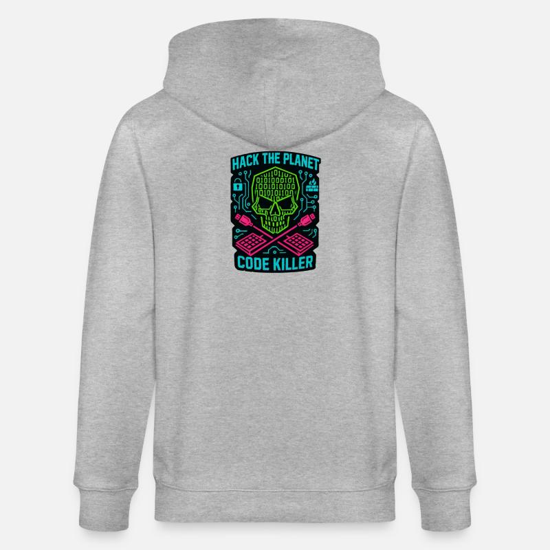 Hack the Planet Code Killer - Cybersécurité - Veste à capuche bio CULTIVATOR Stanley/Stella Unisexe - gris chiné