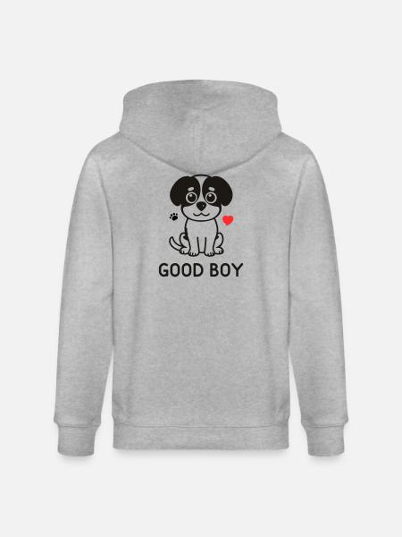 Good Boy – Cute Dog Motif - Stanley/Stella CULTIVATOR Unisex Organic Hooded Jacket - heather grey