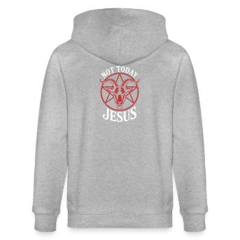 Nicht heute Jesus Goat Tee - Stanley/Stella Unisex Bio-Kapuzenjacke CULTIVATOR  - Grau meliert - Hinten - Luana (180cm)