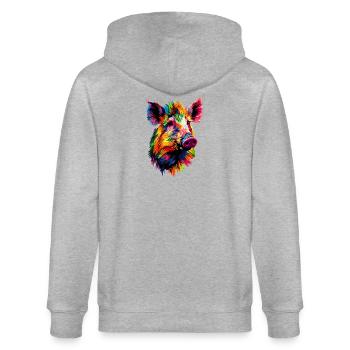 Wild boar Wild boar Wild boar Pig Hunter - Stanley/Stella CULTIVATOR  Unisex Organic Hooded Jacket - heather grey - Back - Luana (180cm)