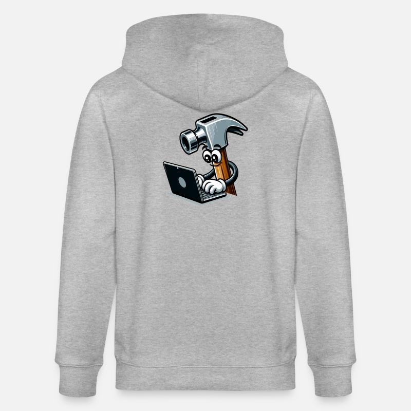 HammerCode: Tool meets bits - Stanley/Stella CULTIVATOR  Unisex Organic Hooded Jacket - heather grey