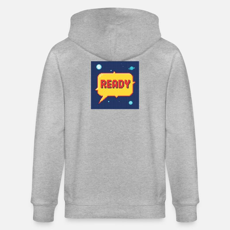 Ready Pixel Speech Bubble in Space - Stanley/Stella CULTIVATOR  Unisex Organic Hooded Jacket - heather grey
