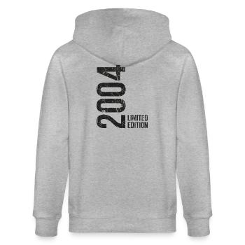 22 Jahre 2004 Geburtstag – Jahrgang  - Stanley/Stella Unisex Bio-Kapuzenjacke CULTIVATOR  - Grau meliert - Hinten - Luana (180cm)