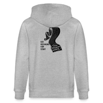 Die Rechnung Vom Staat. Steuern Humor - Stanley/Stella Unisex Bio-Kapuzenjacke CULTIVATOR  - Grau meliert - Hinten - Luana (180cm)