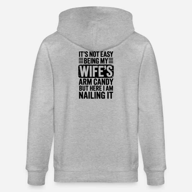 Ehefrau Sprüche Ehefrauen Lustige Ehefrau Geschenk - Stanley/Stella Unisex Bio-Kapuzenjacke CULTIVATOR  - Grau meliert