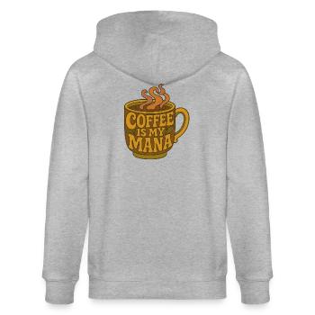 Kaffee ist meine Mana-Tasse - Stanley/Stella Unisex Bio-Kapuzenjacke CULTIVATOR  - Grau meliert - Hinten - Luana (180cm)