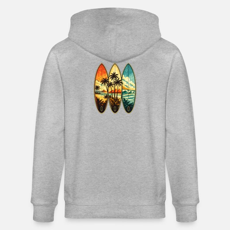 Tropisches Surf-Triptychon - Stanley/Stella Unisex Bio-Kapuzenjacke CULTIVATOR  - Grau meliert