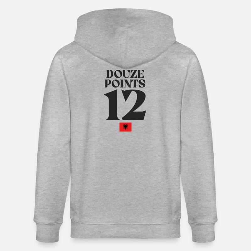 Doze Points 12 Drapeau albanais Eurovision - Veste à capuche bio CULTIVATOR Stanley/Stella Unisexe - gris chiné