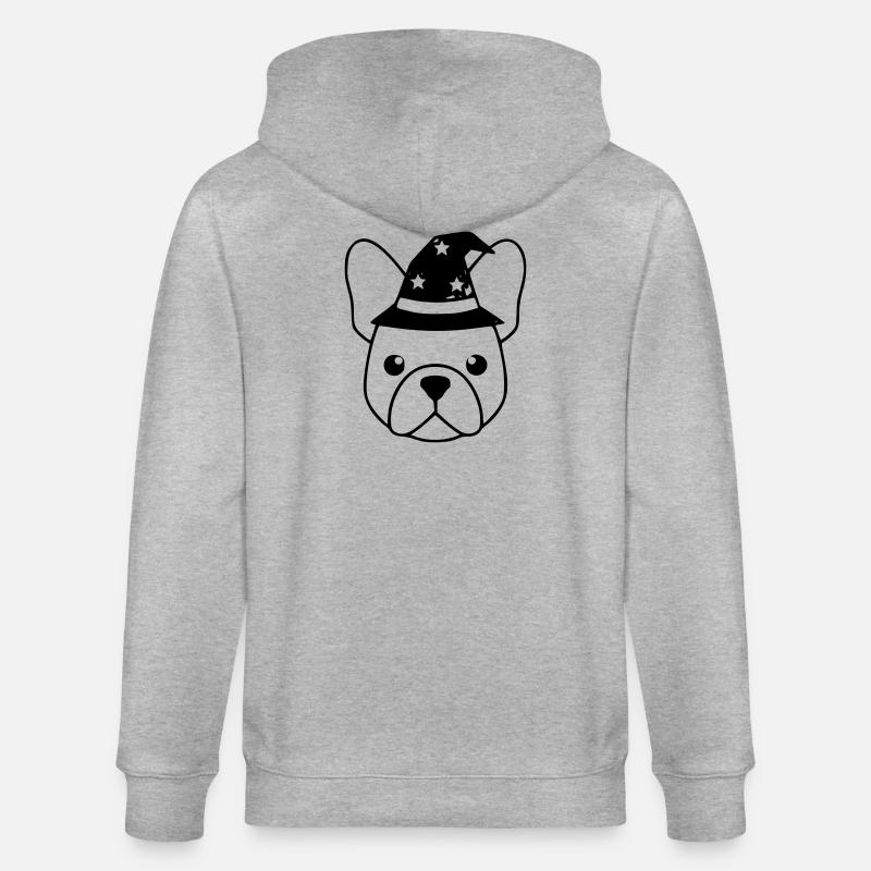 Frenchie Zauberer Hut Outline - Stanley/Stella Unisex Bio-Kapuzenjacke CULTIVATOR  - Grau meliert