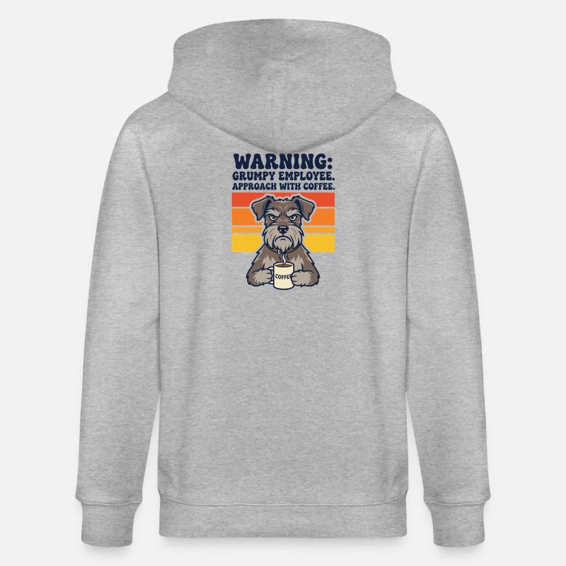 Warnung: Mürrischer Mitarbeiter mit Kaffee - Stanley/Stella Unisex Bio-Kapuzenjacke CULTIVATOR  - Grau meliert