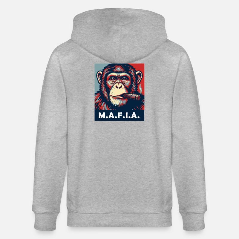 Pop-Art-Schimpanse mit Zigarre - Stanley/Stella Unisex Bio-Kapuzenjacke CULTIVATOR  - Grau meliert