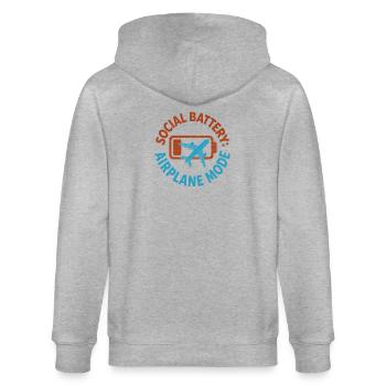 Batterie sociale vide | Introverti voyageur - Veste à capuche bio CULTIVATOR Stanley/Stella Unisexe - gris chiné - Dos - Luana (180cm)