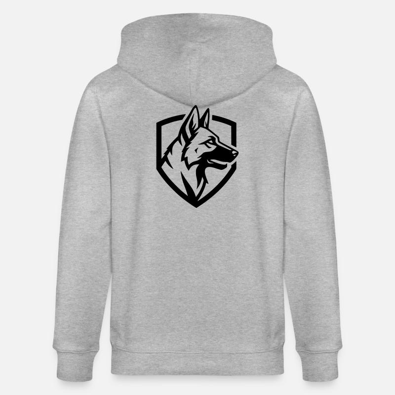 German Shepherd Crest Shield Security - Stanley/Stella CULTIVATOR  Unisex Organic Hooded Jacket - heather grey