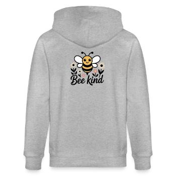 Abeille mignonne avec des fleurs – Motif printanier Bee Kind - Veste à capuche bio CULTIVATOR Stanley/Stella Unisexe - gris chiné - Dos - Luana (180cm)