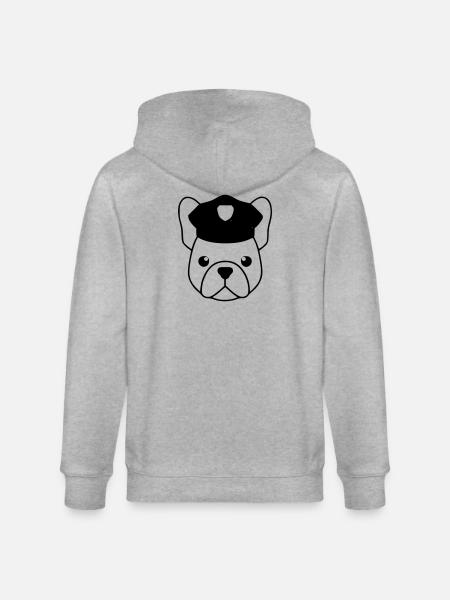 Frenchie cop cop head - Stanley/Stella CULTIVATOR Unisex Organic Hooded Jacket - heather grey
