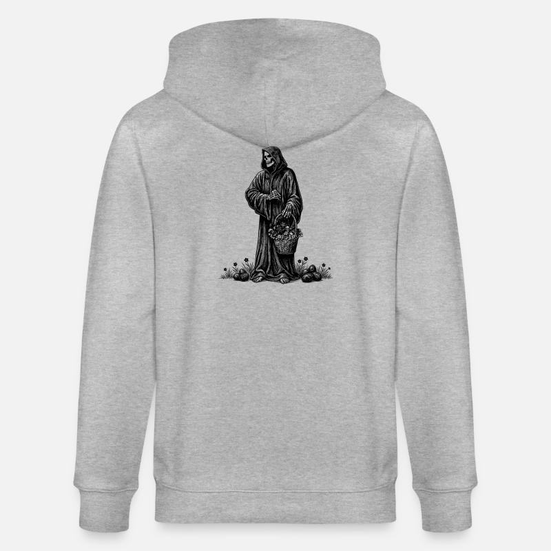 Todesfigur Osterkorb Versteckte Eier Gras - Stanley/Stella Unisex Bio-Kapuzenjacke CULTIVATOR  - Grau meliert
