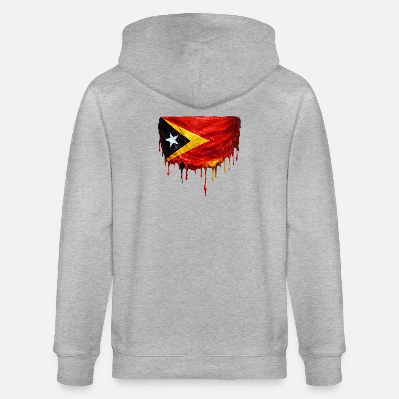 Drapeau de largage du TimorLeste - Veste à capuche bio CULTIVATOR Stanley/Stella Unisexe - gris chiné