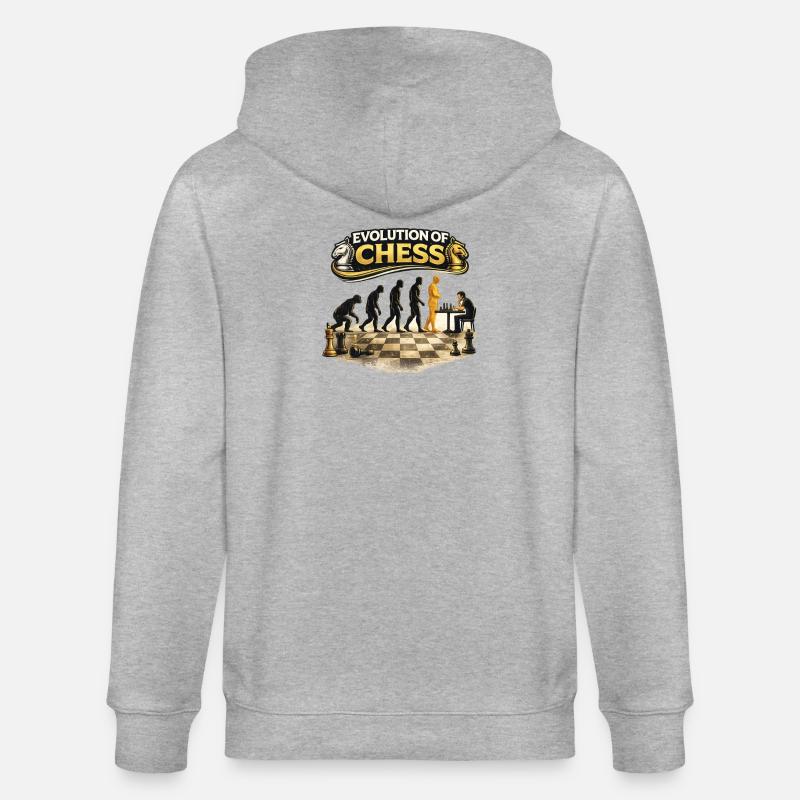 Evolution des Schachs - Stanley/Stella Unisex Bio-Kapuzenjacke CULTIVATOR  - Grau meliert