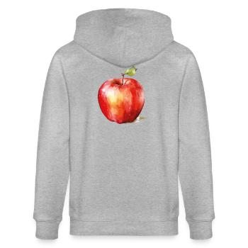 Watercolor Apple – Red Fruit Accent - Stanley/Stella CULTIVATOR  Unisex Organic Hooded Jacket - heather grey - Back - Luana (180cm)