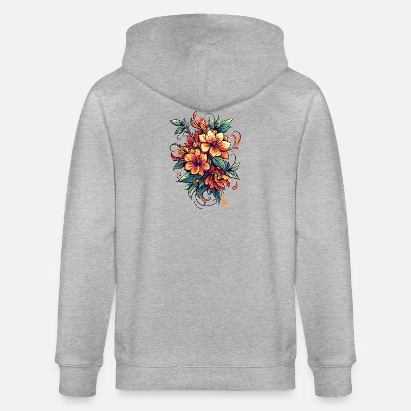Bouquet de Fleurs de Feu - Veste à capuche bio CULTIVATOR Stanley/Stella Unisexe - gris chiné