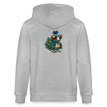 Pfau Vogel Comic Urlaub - Stanley/Stella Unisex Bio-Kapuzenjacke CULTIVATOR  - Grau meliert - Hinten - Luana (180cm)