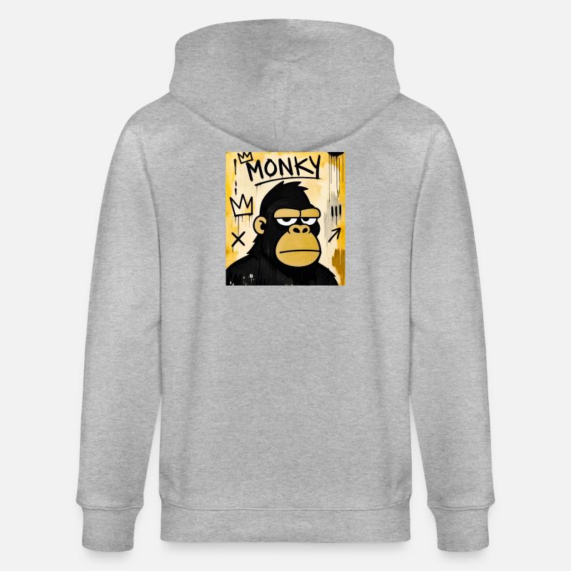 Monky Graffiti Ape - Stanley/Stella Unisex Bio-Kapuzenjacke CULTIVATOR  - Grau meliert