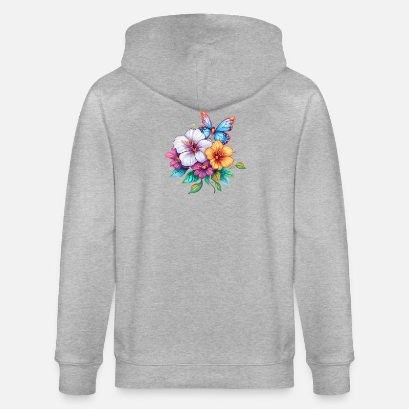 Bouquet avec papillon - Veste à capuche bio CULTIVATOR Stanley/Stella Unisexe - gris chiné