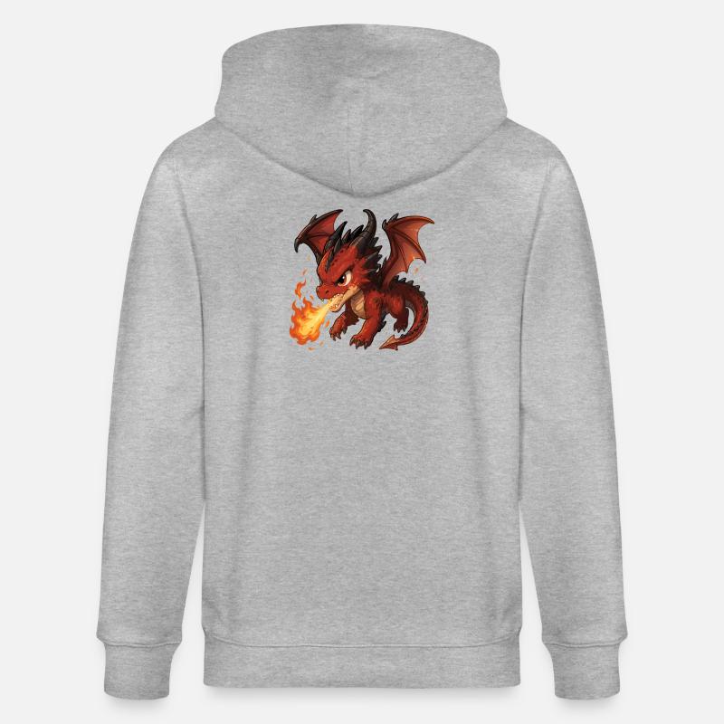 Souffle de Feu du Dragon Rouge - Veste à capuche bio CULTIVATOR Stanley/Stella Unisexe - gris chiné