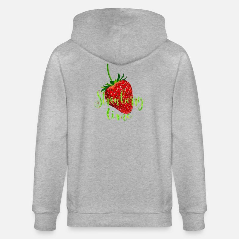 Erdbeere mit Spruch - Stanley/Stella Unisex Bio-Kapuzenjacke CULTIVATOR  - Grau meliert