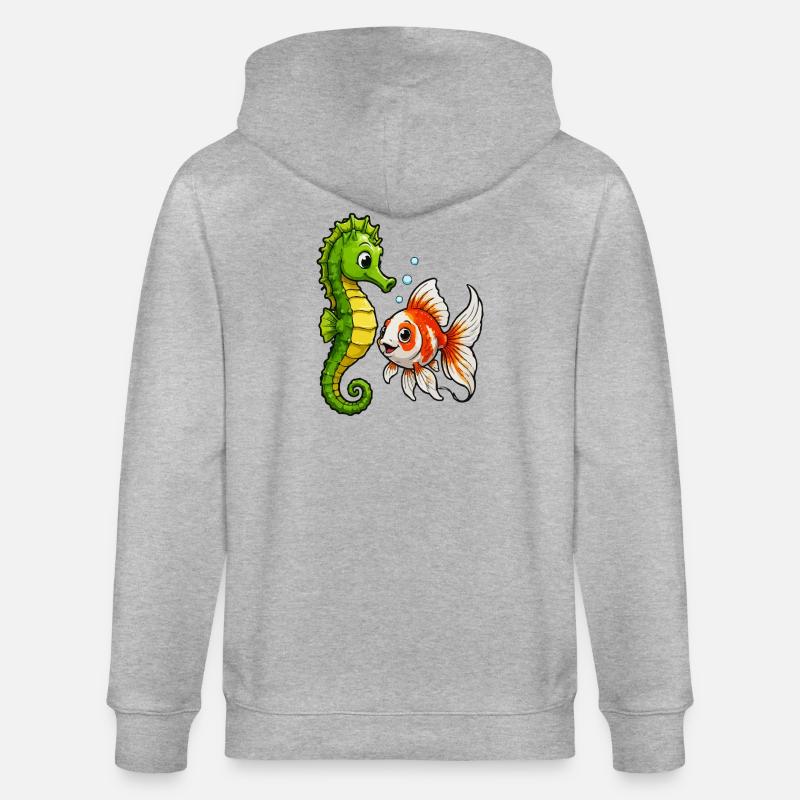 Unterwasserfreunde Seepferdchen Goldfisch - Stanley/Stella Unisex Bio-Kapuzenjacke CULTIVATOR  - Grau meliert