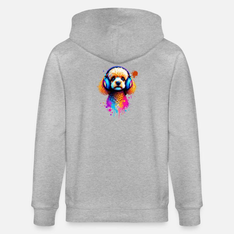 Caniche avec un casque - Veste à capuche bio CULTIVATOR Stanley/Stella Unisexe - gris chiné
