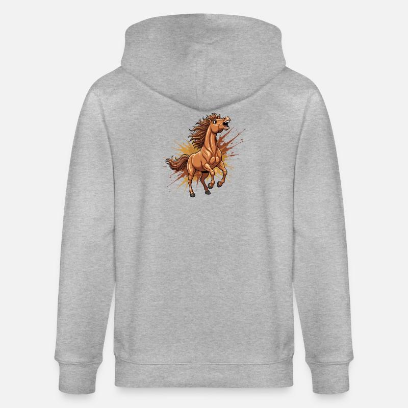 Wildes Pferd im Farbschwall - Stanley/Stella Unisex Bio-Kapuzenjacke CULTIVATOR  - Grau meliert