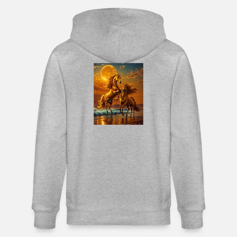 Mondlichthufe am Abendmeer - Stanley/Stella Unisex Bio-Kapuzenjacke CULTIVATOR  - Grau meliert