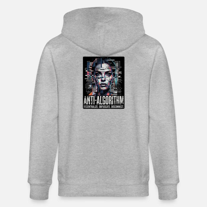 Anti Algorithm - Stanley/Stella CULTIVATOR  Unisex Organic Hooded Jacket - heather grey