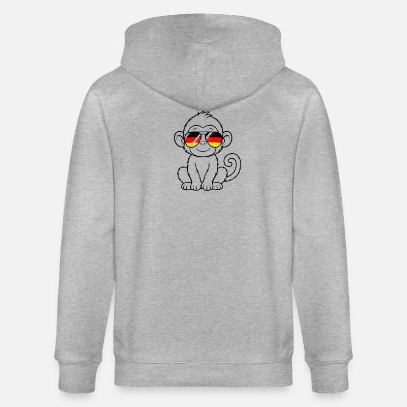 German flag monkey german Germany monkey - Stanley/Stella CULTIVATOR  Unisex Organic Hooded Jacket - heather grey