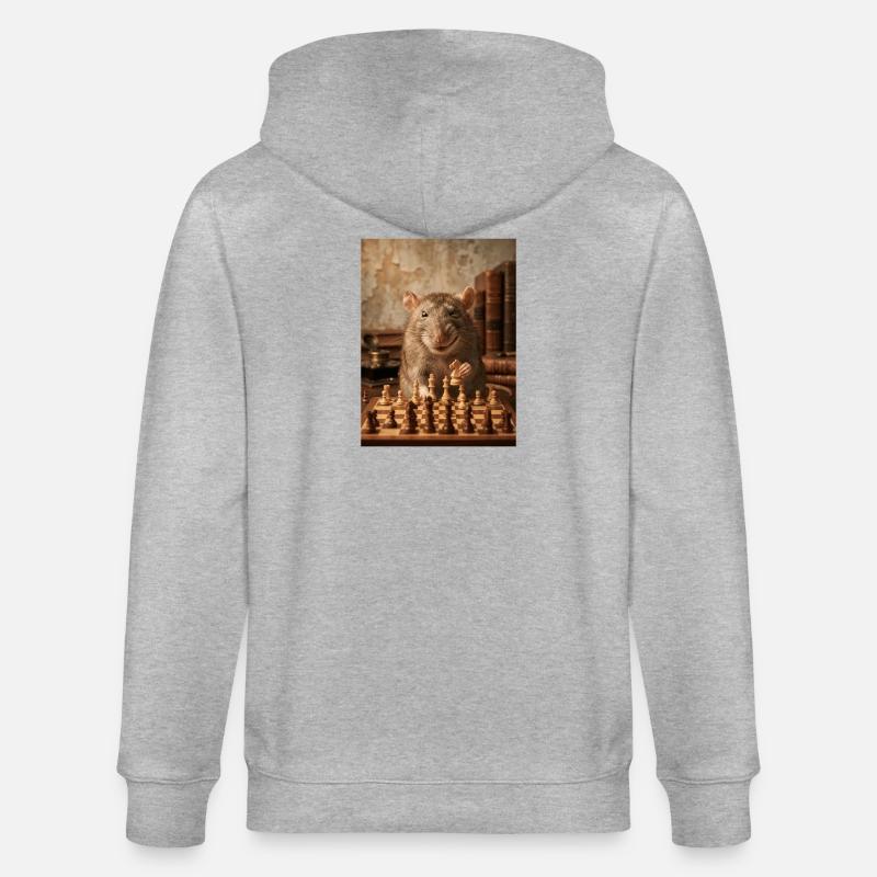 Rat jouant aux échecs - Veste à capuche bio CULTIVATOR Stanley/Stella Unisexe - gris chiné