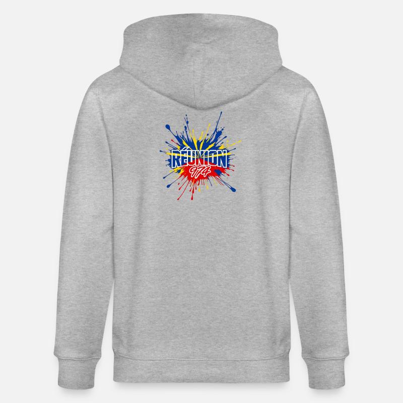 Splash Drapeau Réunion 974 - Veste à capuche bio CULTIVATOR Stanley/Stella Unisexe - gris chiné