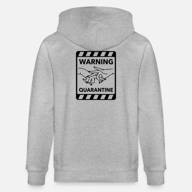 Warning: Quarantine - Stanley/Stella CULTIVATOR  Unisex Organic Hooded Jacket - heather grey