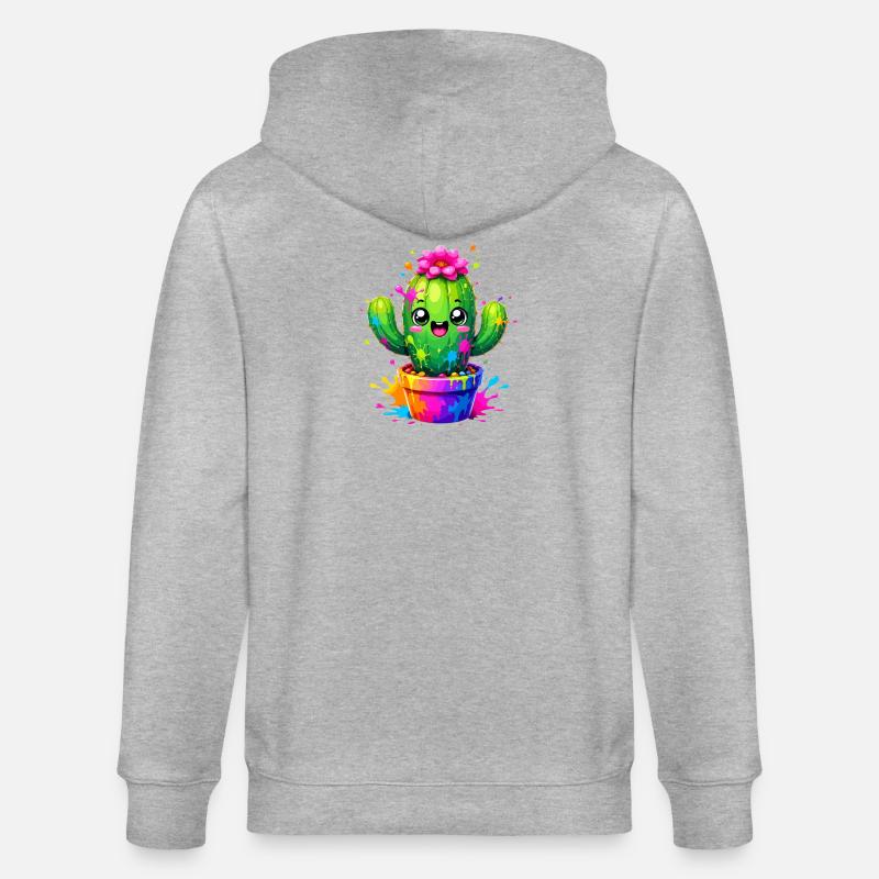 Cactus Joyeuses Fleurs Éclaboussurées - Veste à capuche bio CULTIVATOR Stanley/Stella Unisexe - gris chiné