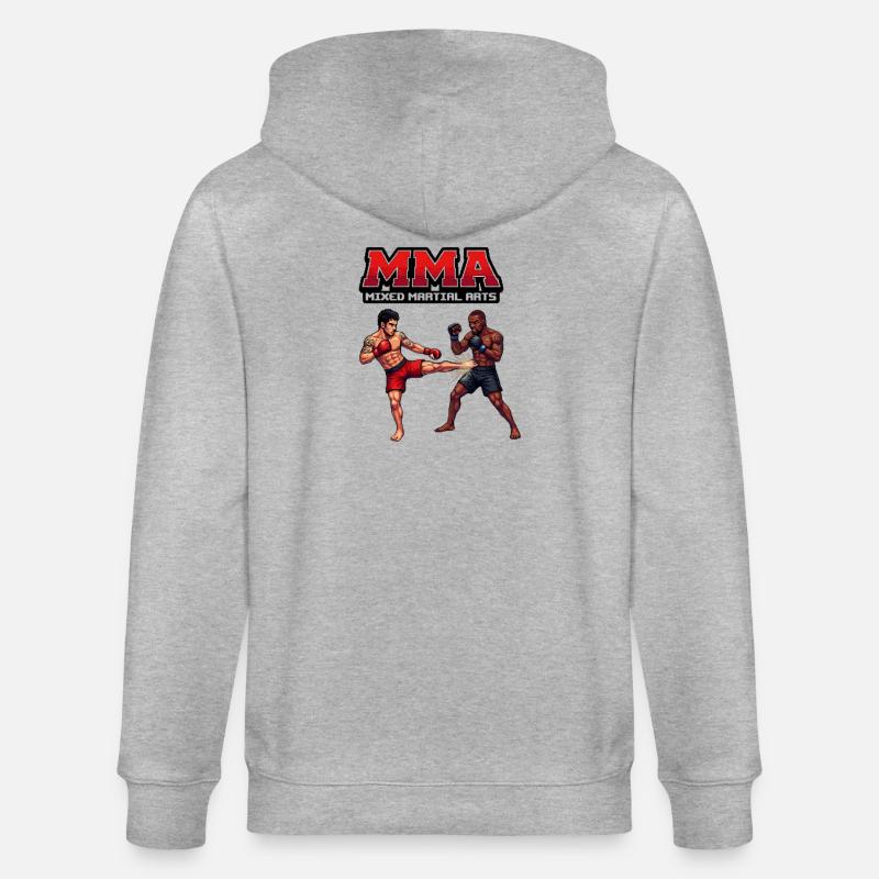 MMA Kampfduell Pixel Stil - Stanley/Stella Unisex Bio-Kapuzenjacke CULTIVATOR  - Grau meliert