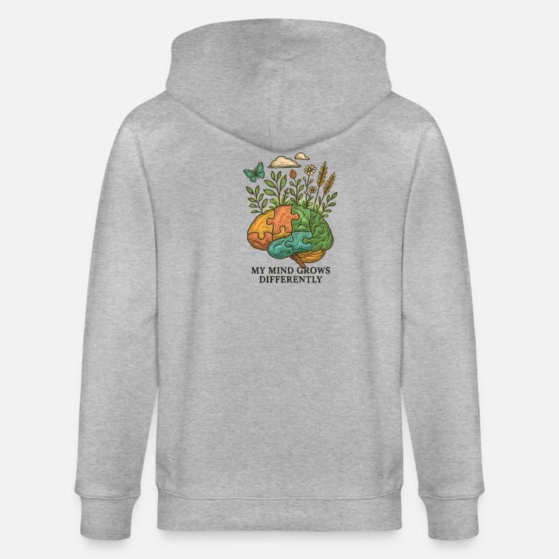 Le cerveau évolue différemment - Veste à capuche bio CULTIVATOR Stanley/Stella Unisexe - gris chiné