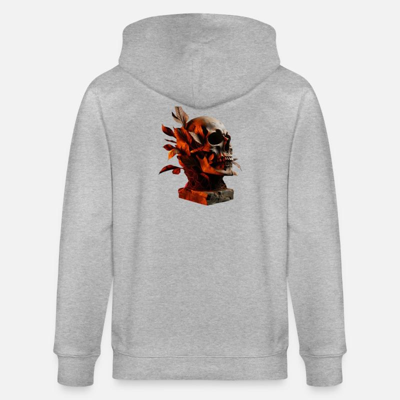Crâne d’automne avec feuillage - Veste à capuche bio CULTIVATOR Stanley/Stella Unisexe - gris chiné
