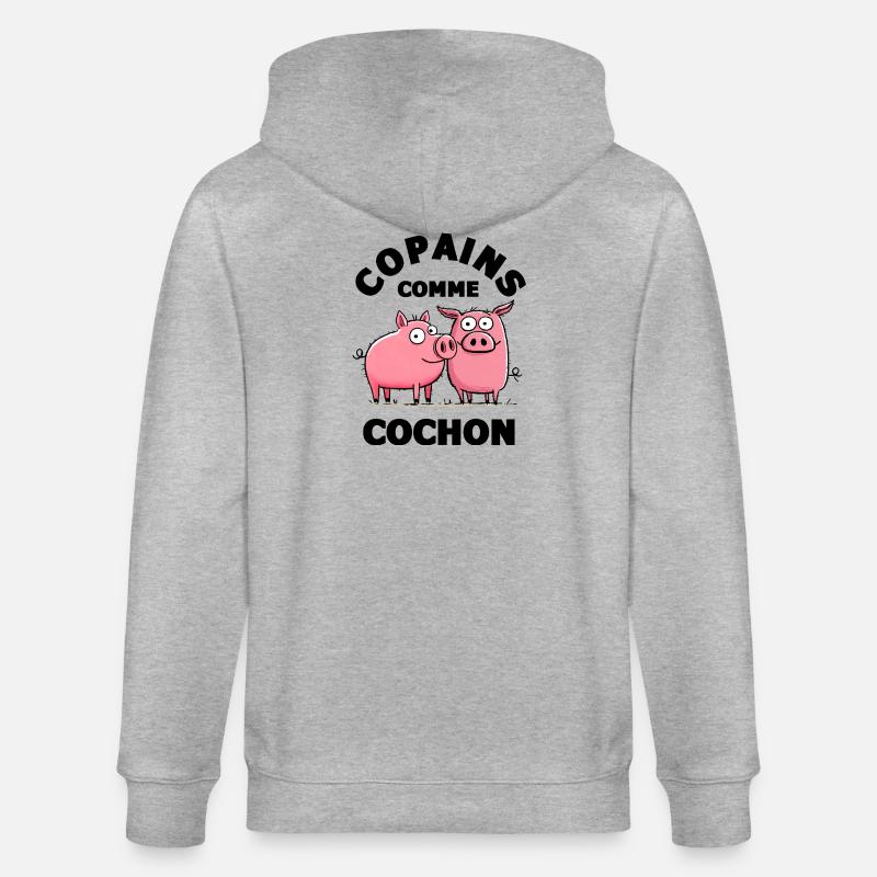 copain copains comme cochon amitiè copain - Veste à capuche bio CULTIVATOR Stanley/Stella Unisexe - gris chiné