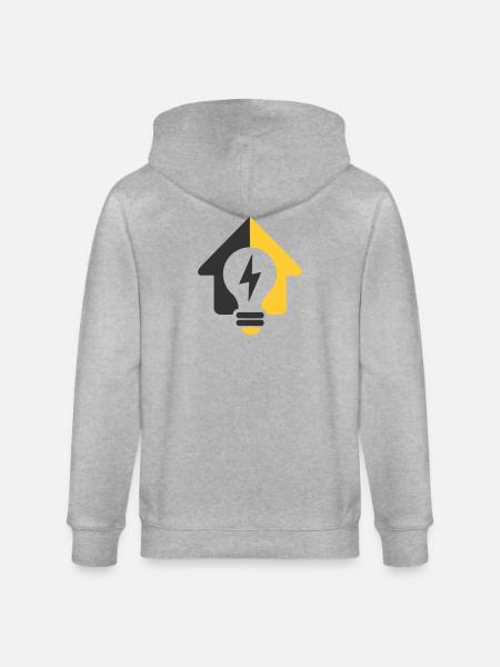 Electric Home Light Bulb Logo - Stanley/Stella CULTIVATOR  Unisex Organic Hooded Jacket - heather grey