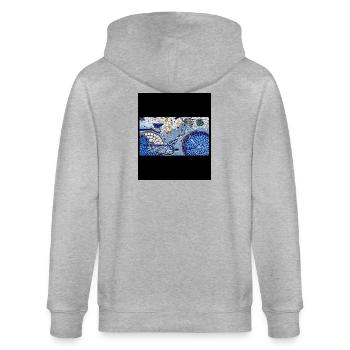 Mosaic Bicycle in Blue Tones - Stanley/Stella CULTIVATOR  Unisex Organic Hooded Jacket - heather grey - Back - Luana (180cm)