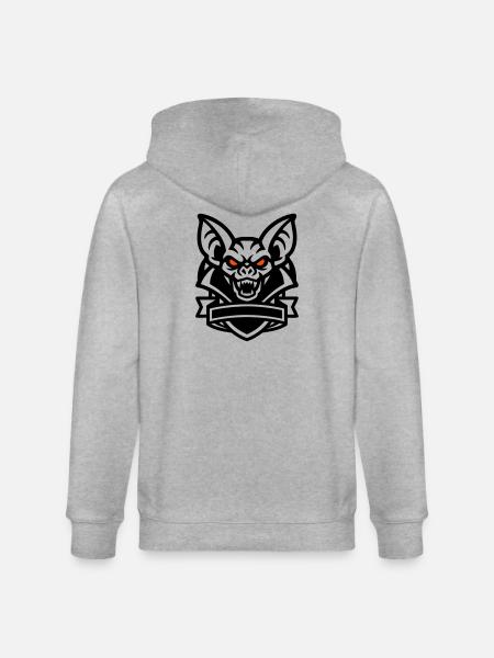 Fledermaus Maskottchen Logo - Stanley/Stella Unisex Bio-Kapuzenjacke CULTIVATOR - Grau meliert