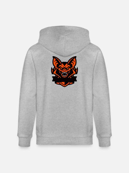 Bat Mascot Coat of Arms - Stanley/Stella CULTIVATOR  Unisex Organic Hooded Jacket - heather grey
