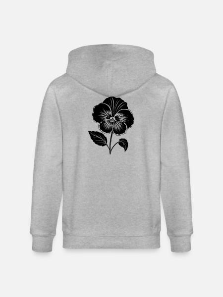 Pansy Flower - Stanley/Stella CULTIVATOR Unisex Organic Hooded Jacket - heather grey